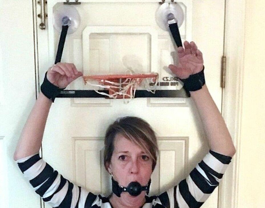 13P Amateur lady Meyer is gagged and restrained in various locations at home