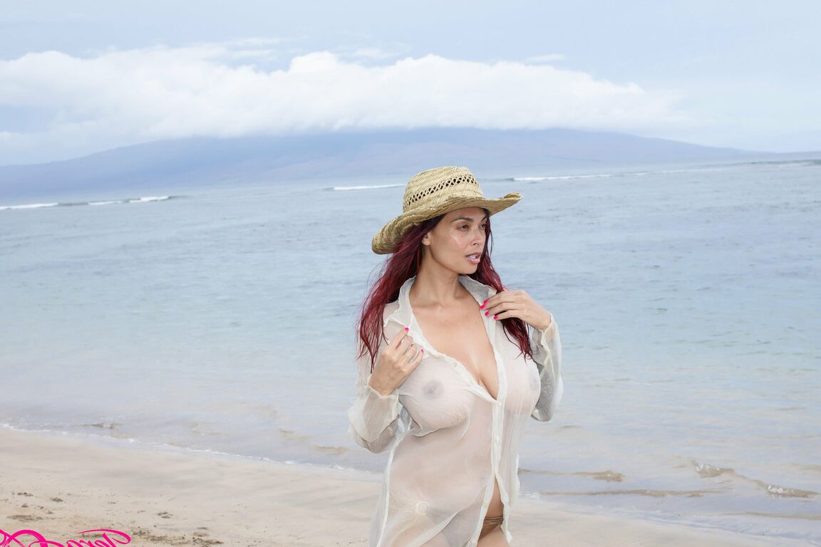 17P A beautiful day at the beach in my see thru shirt playing in the water