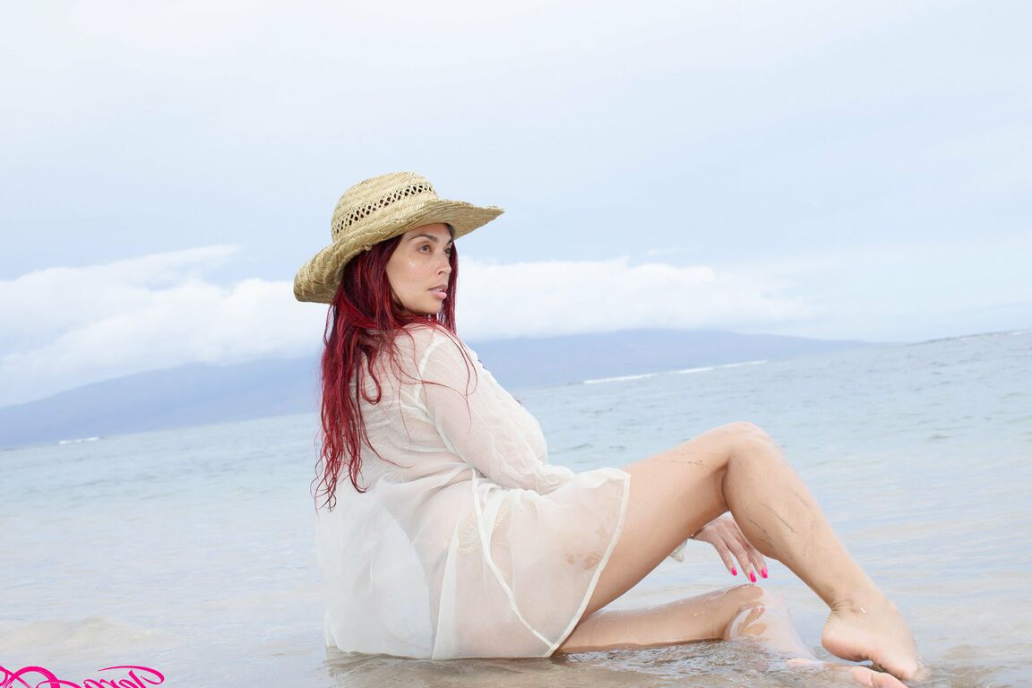 17P A beautiful day at the beach in my see thru shirt playing in the water