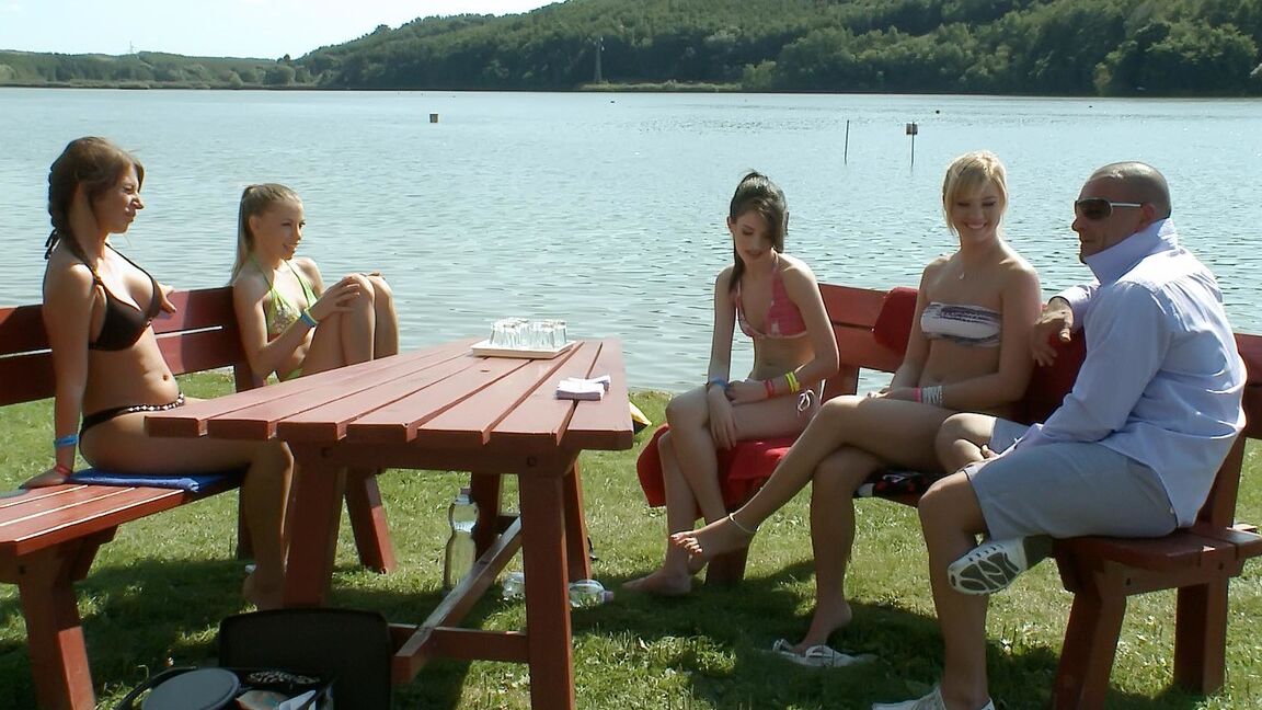 15P Bikini clad teen girlfriends get all horned up in lesbian picnic games