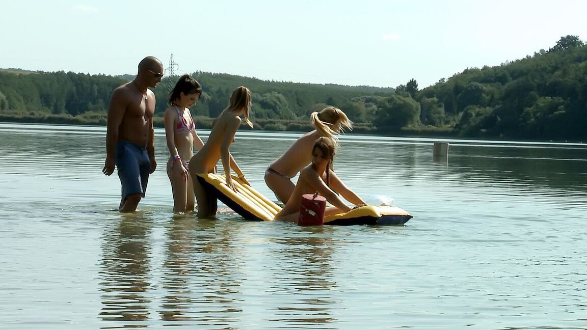 15P Bikini clad teen girlfriends get all horned up in lesbian picnic games