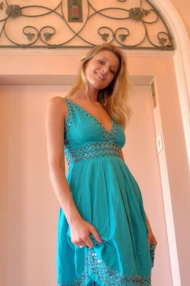 21P Glamorous babe in a sexy dress Carli flashing an arousing upskirt in public