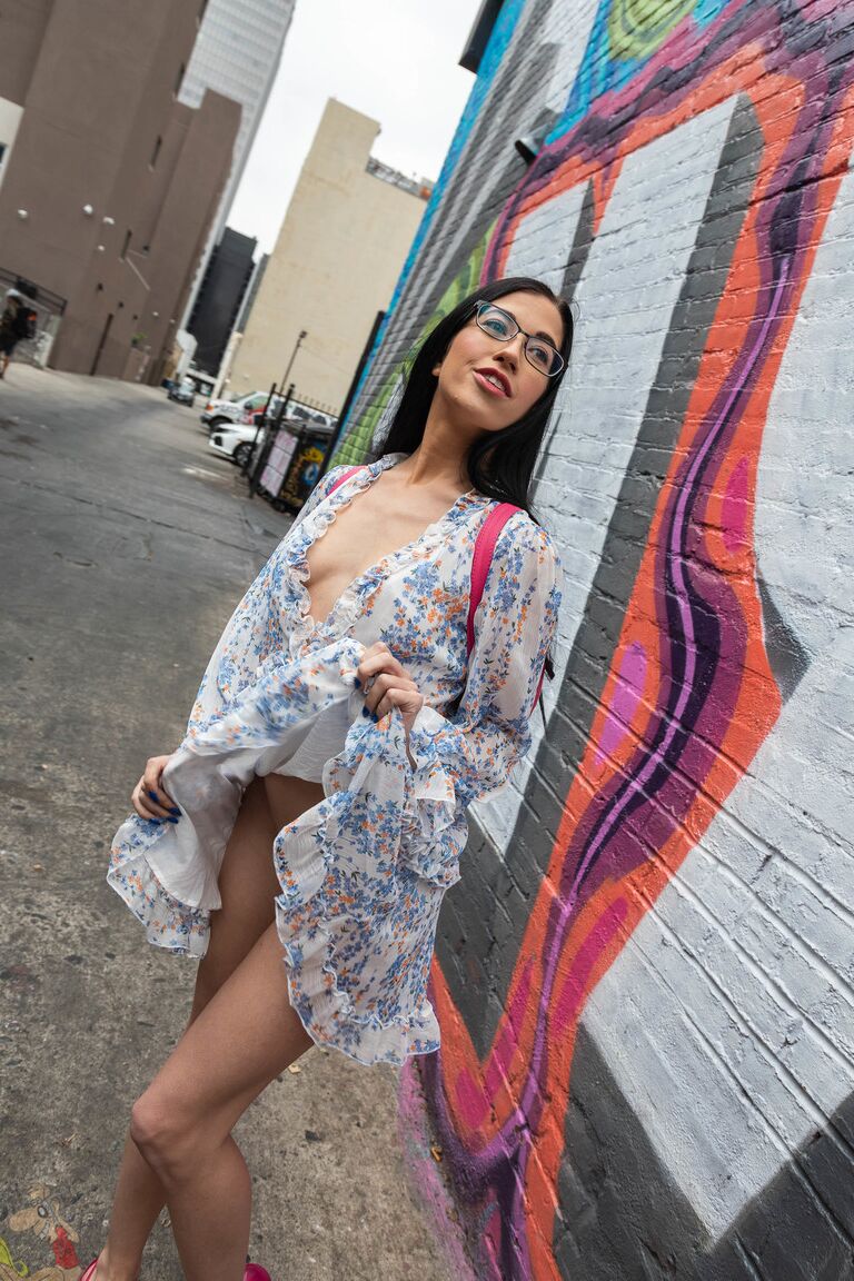 15P Dark haired geek removes her glasses and dress before riding a big cock