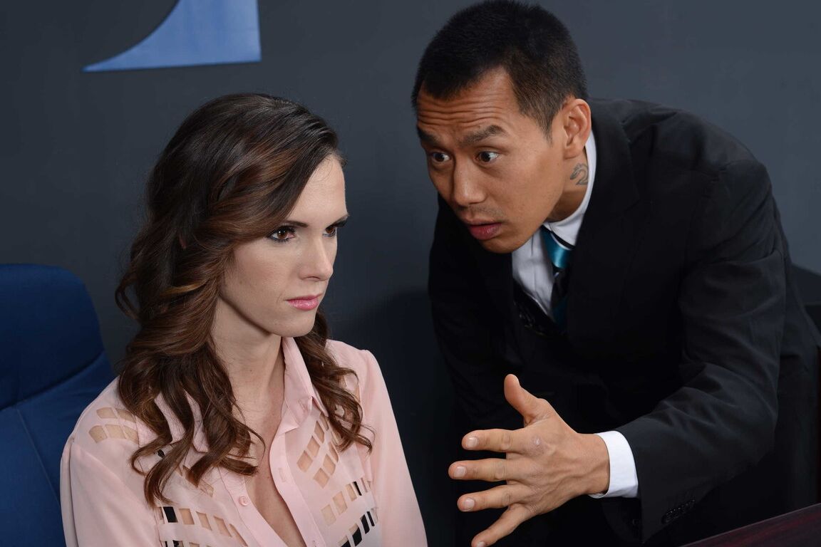 21P Busty secretary Jennifer Dark satisfies a Japanese client's sci-fi urgencies