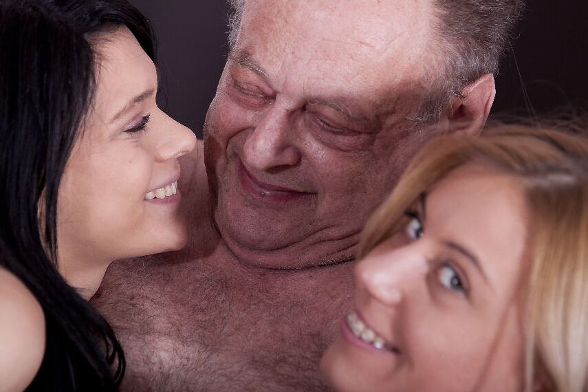 16P 2 barely legal teens have a threesome with an obese old man