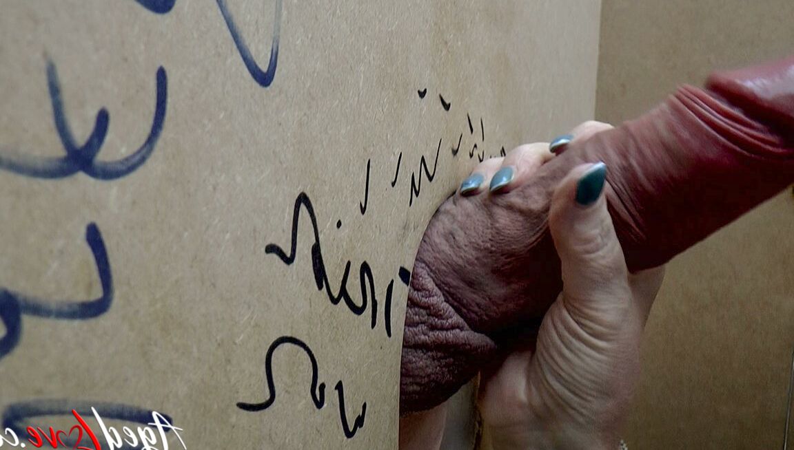 21P Lusty grandma EvaN sucks a thick white dick through a gloryhole