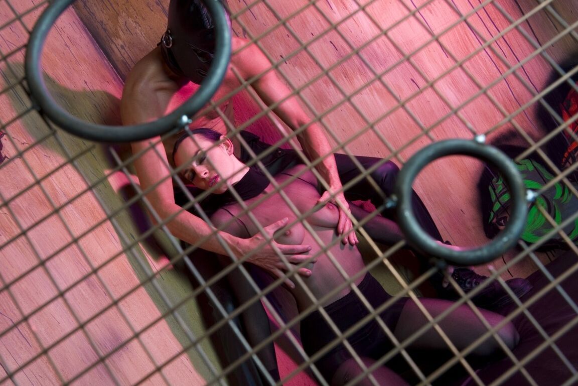 20P Busty mistress in fishnets Franki gets analized by a masked man in the prison