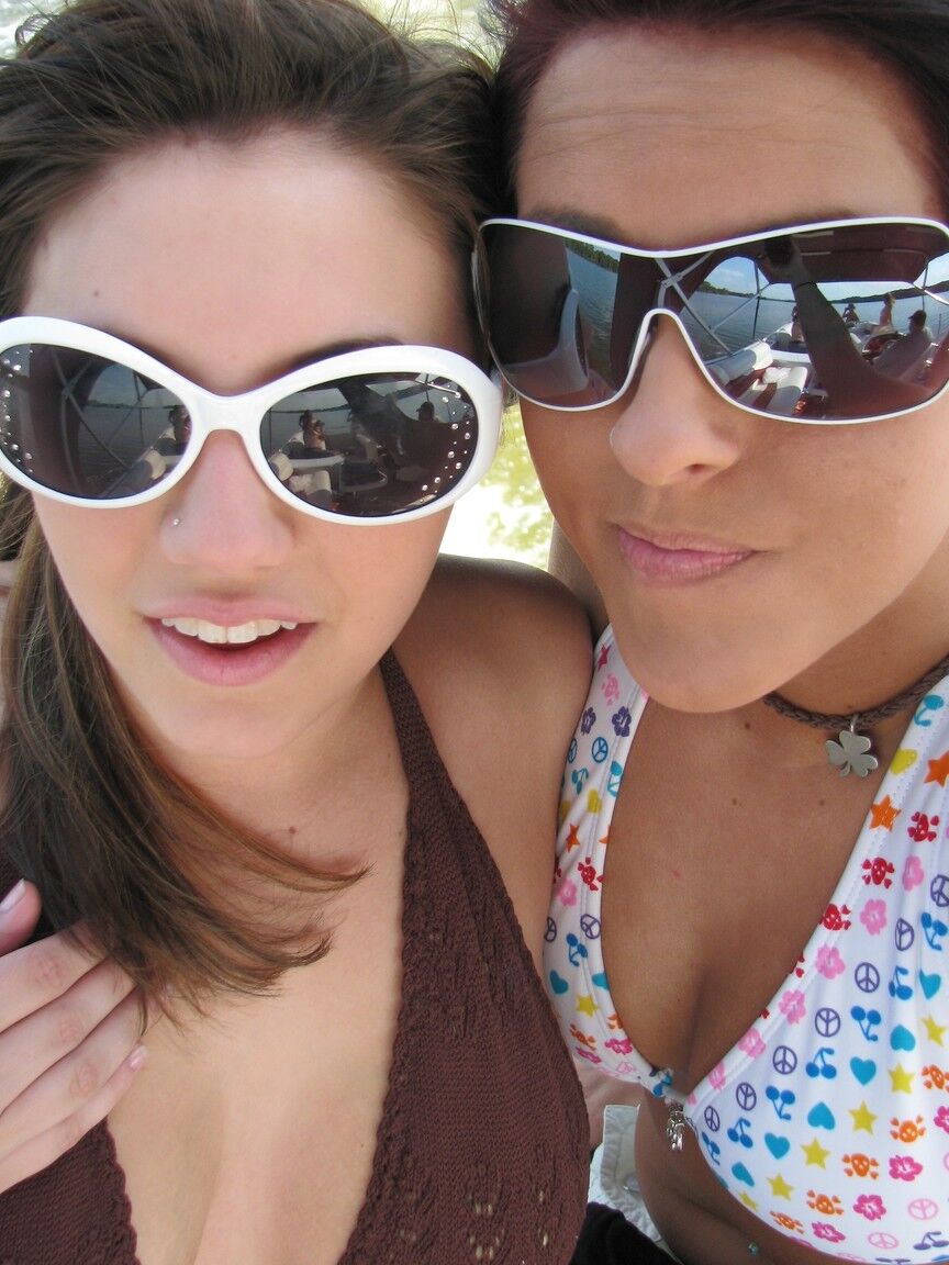 21P Kinky teens with big tits flaunt their curves and butts on a boat