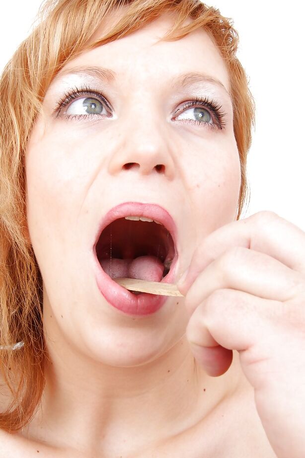 16P Slim redhead sugar with tattoo gets her shaved pink hole properly examed