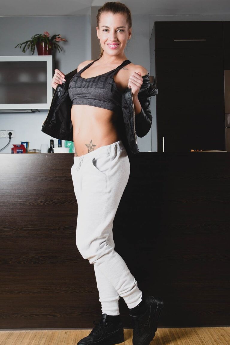 21P Czech beauty with a ponytail Silvia Dellai oils up and milks her lover's rod