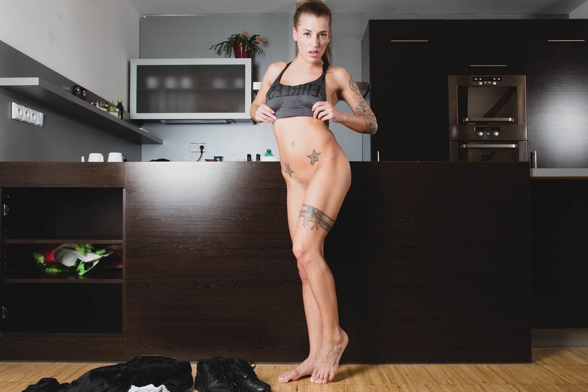 21P Czech beauty with a ponytail Silvia Dellai oils up and milks her lover's rod
