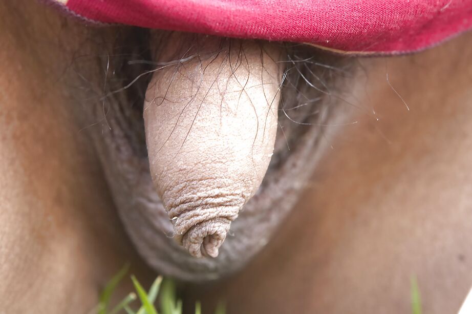 16P La magnifique ladyboy thaïlandaise Gelly et son shecock non coupé posant en solo à l'extérieur