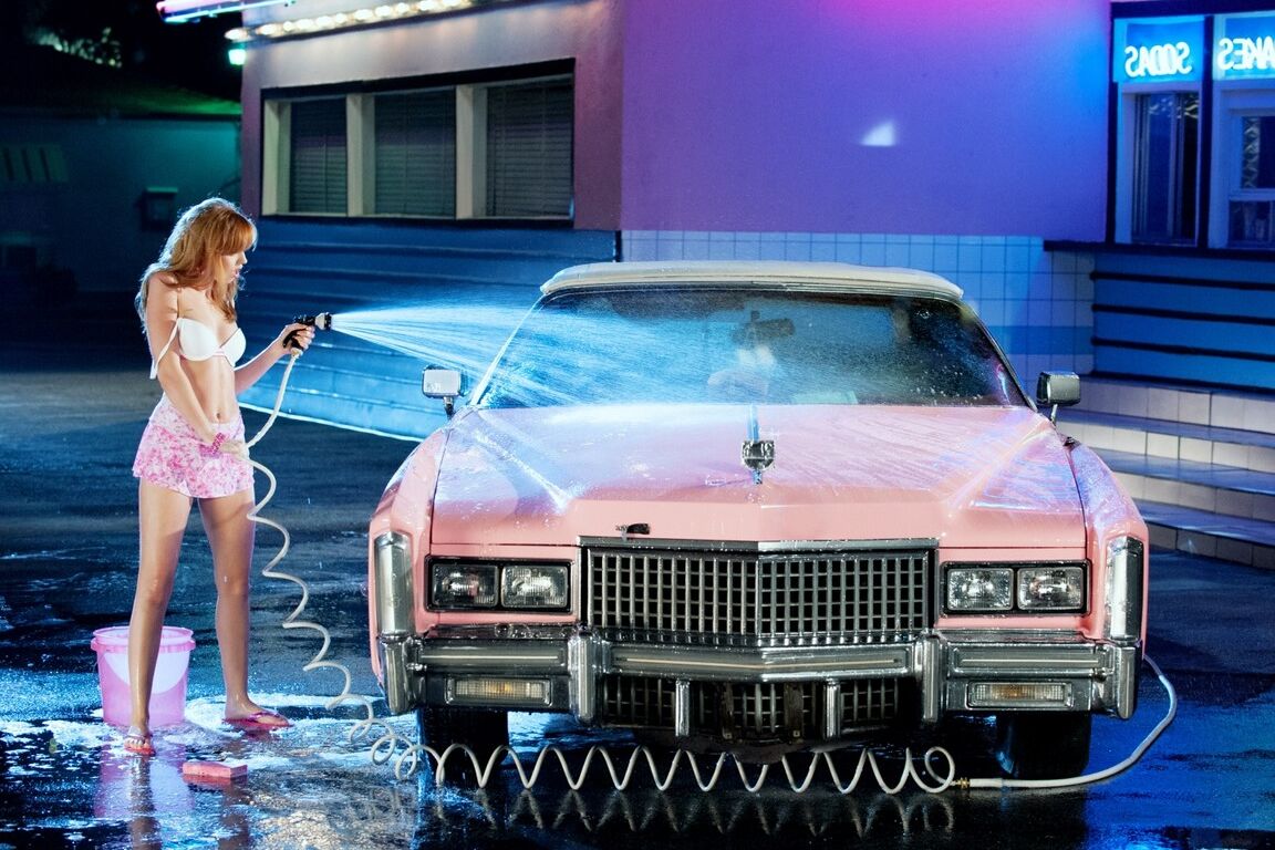 18P Pin-up chicks Lexi Belle & Marie McCray enjoy licking and toying on the car