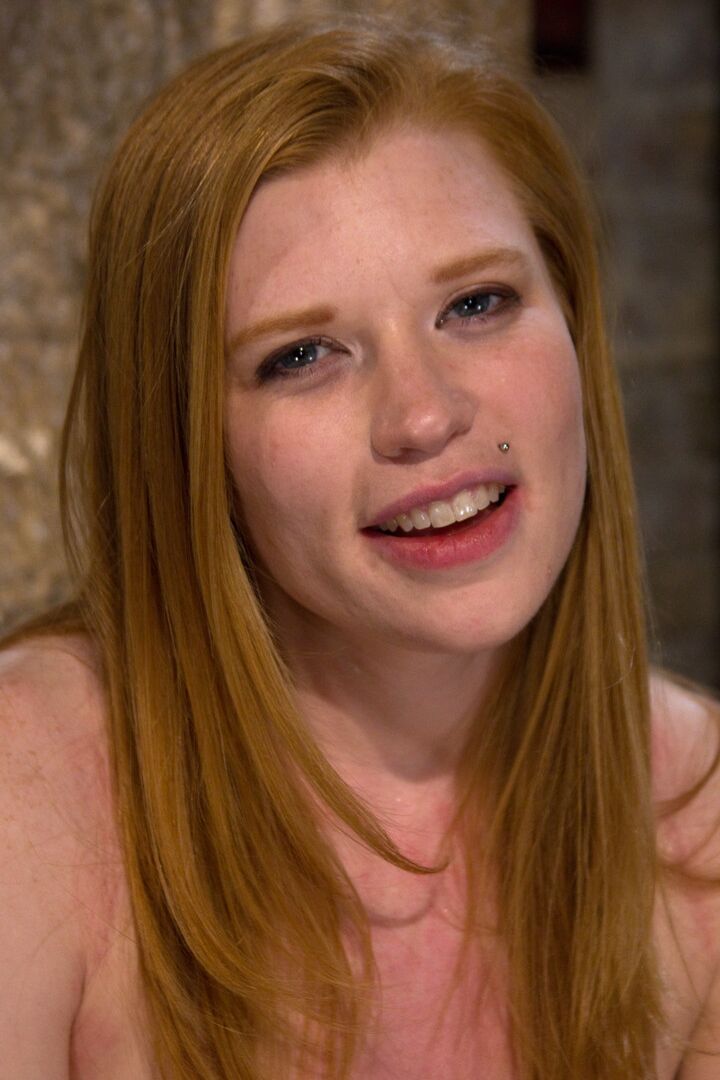 21P Redheaded teen with pointy nips Madison Young gets tied up by a dom