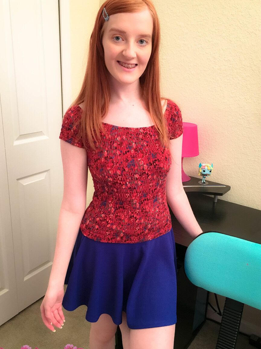 15P Kinky ginger teen Krystal Orchid shows her pink twat and sticks a toy in it
