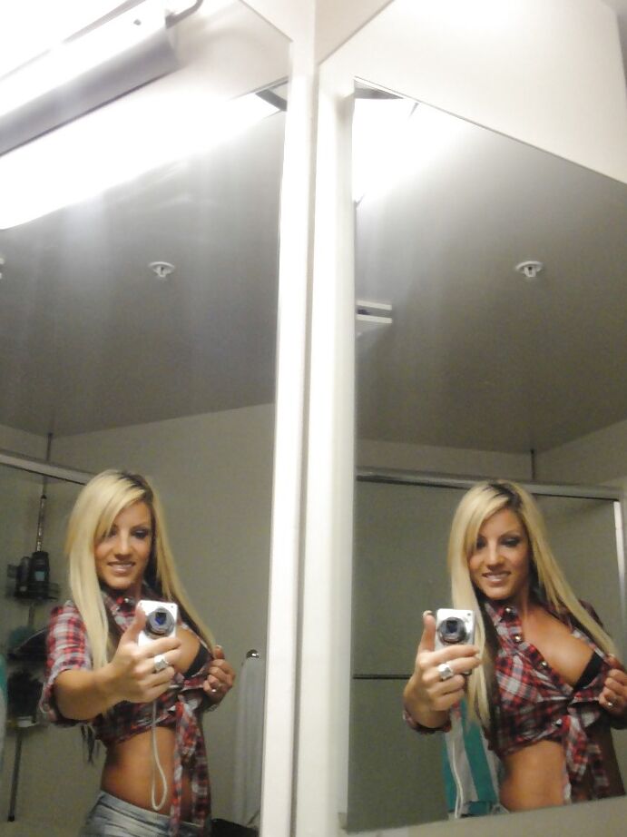 13P Perky blondie with piercing undressing and making selfies in the bath