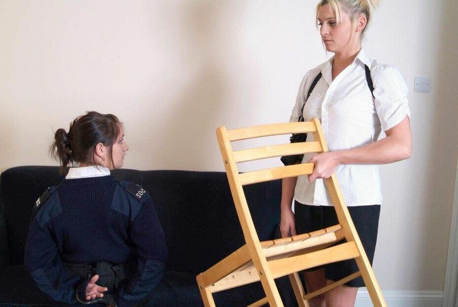 16P Restrained and gagged women take up arms after working free of bindings