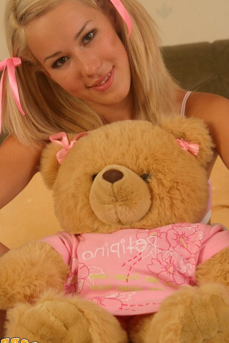 15P Young angel Debbie performs striptease for her fave teddy bear