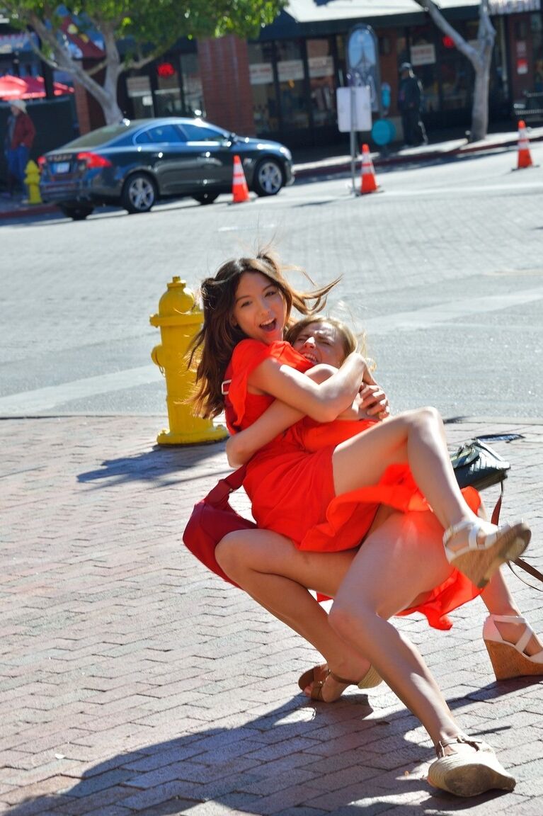 17P Harley and Melody in red are lesbians doing dirty things in public and home
