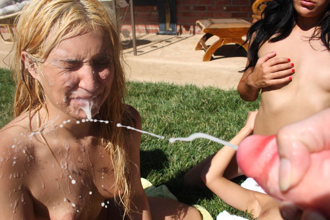 12P Bikini clad Parker Page and friends take massive bukkake cumshot by the pool