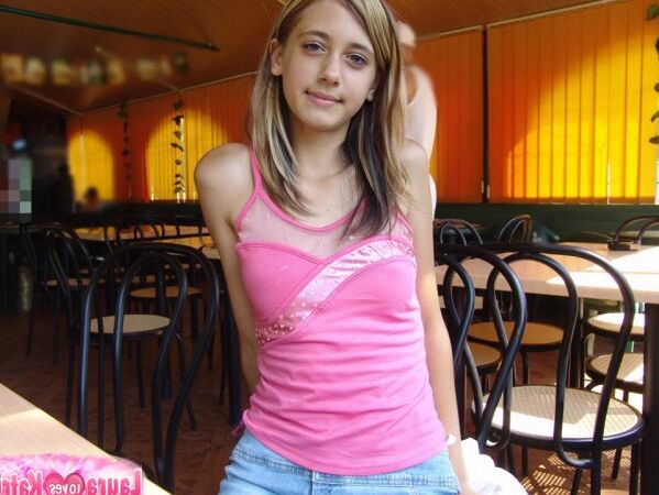 15P Charming teen flashes a no panty up skirt while eating ice cream