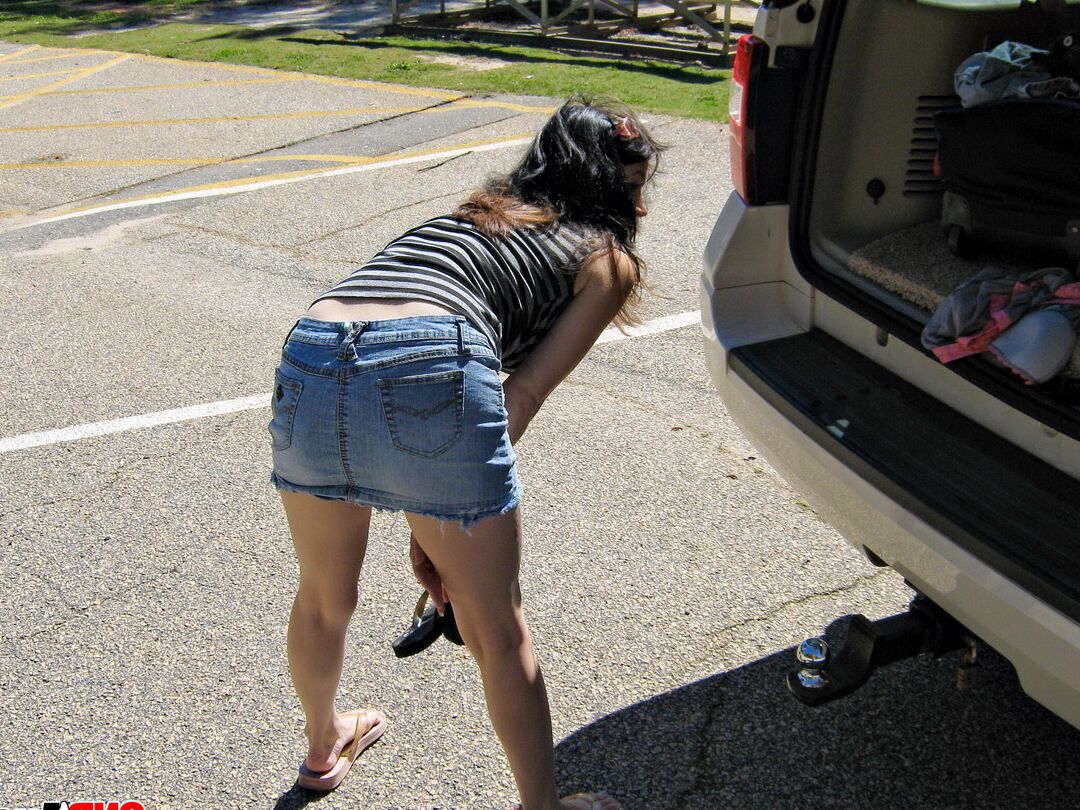 12P Watch as Avery changes her outfits outside at the public park
