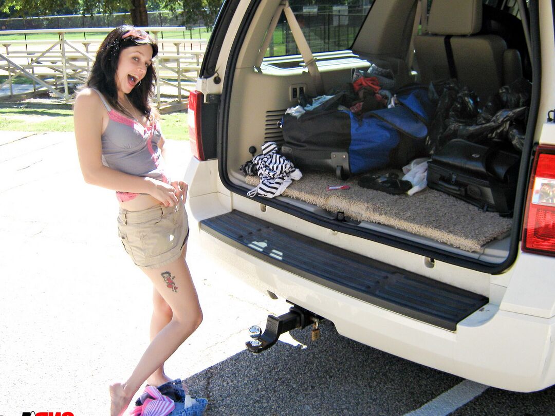 12P Watch as Avery changes her outfits outside at the public park