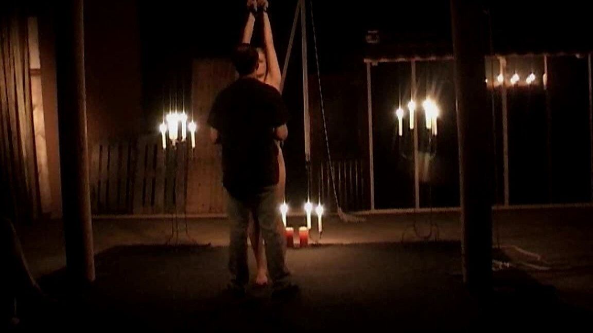 21P Blonde Hungarian Cayenne Klein gets tied up, blindfolded and face fucked