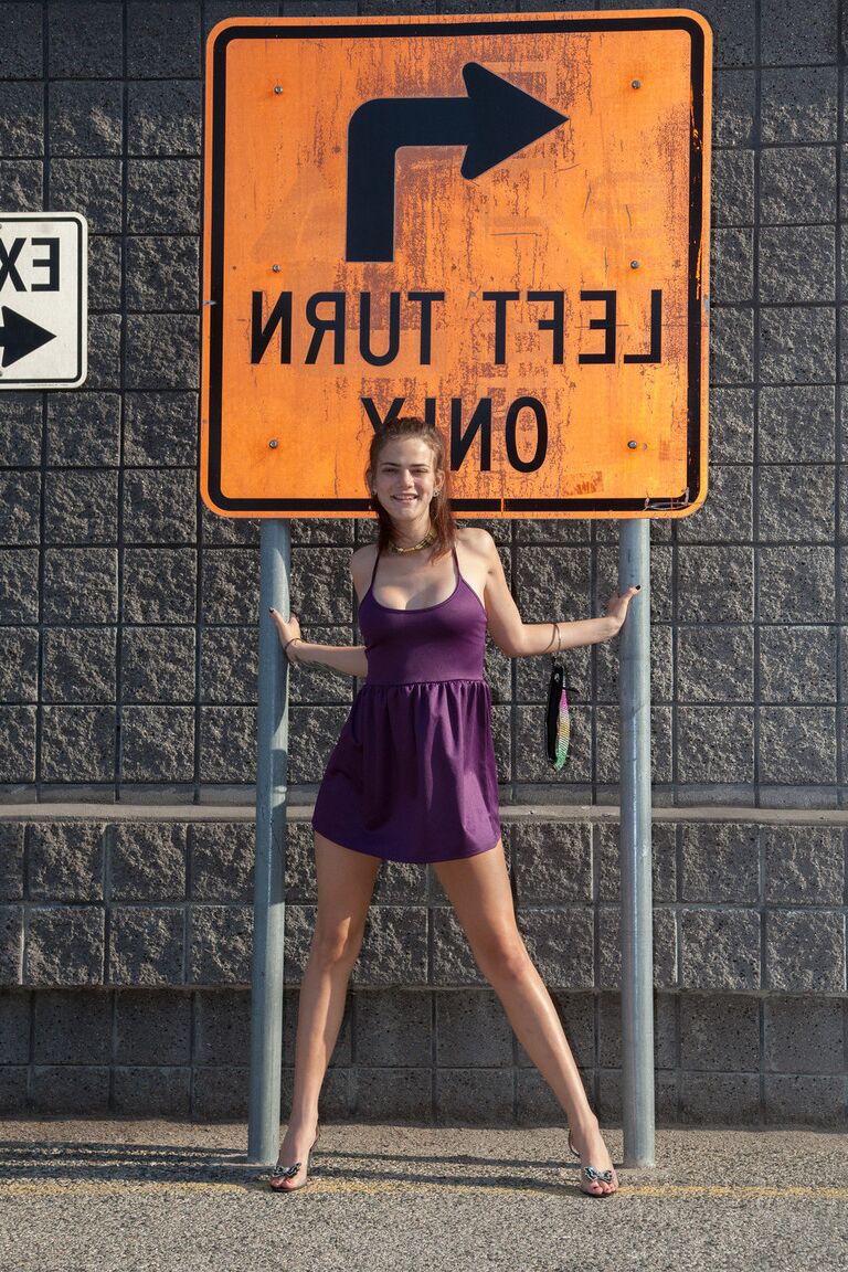 12P Delightful brunette Tristan Berrimore flashes her upskirt & cleavage outdoors