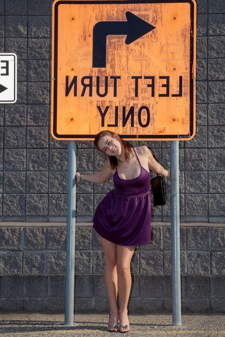 12P Delightful brunette Tristan Berrimore flashes her upskirt & cleavage outdoors