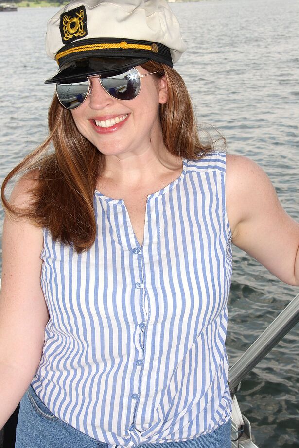 15P Plump solo model Holly Fuller plays with her pussy out on a boat