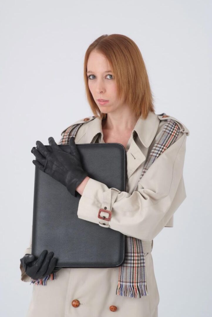 15P Natural redhead models in gloves and lingerie after removing top coat