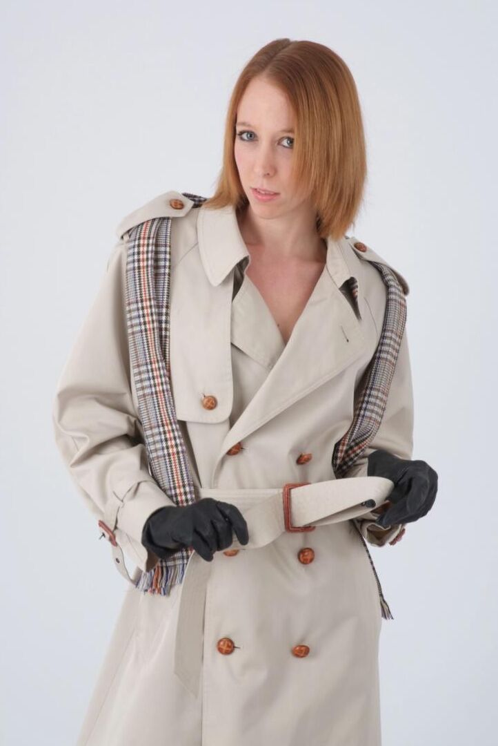 15P Natural redhead models in gloves and lingerie after removing top coat