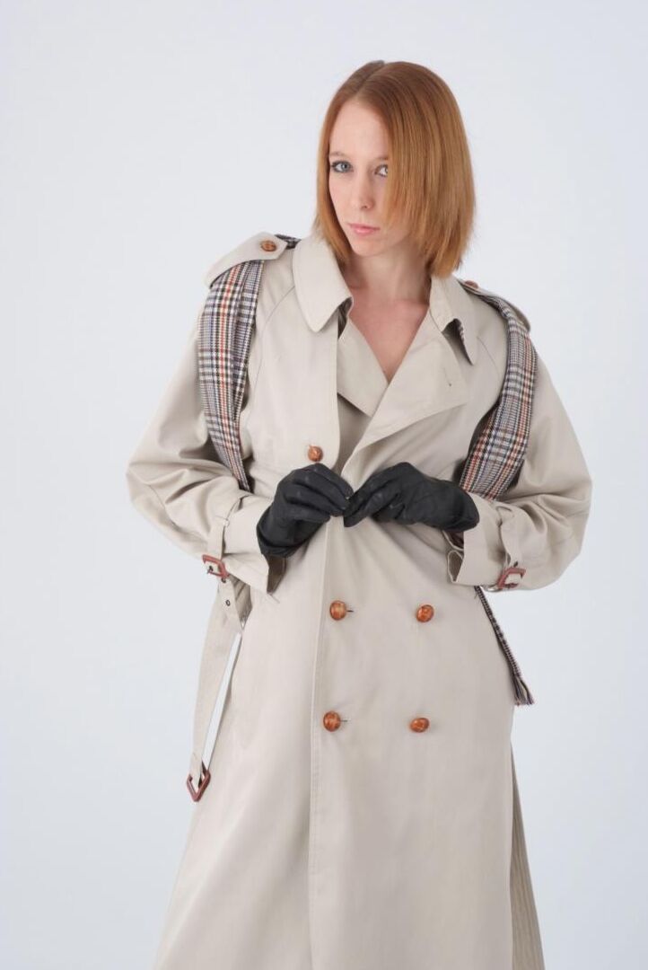 15P Natural redhead models in gloves and lingerie after removing top coat