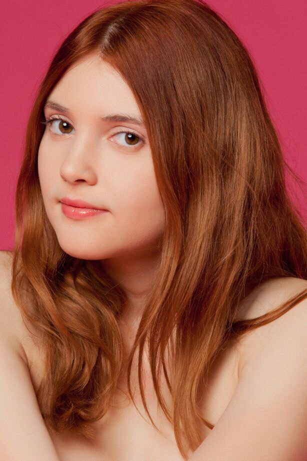 18P Young Russian redhead Orabelle A bares boobs before showing her trimmed twat