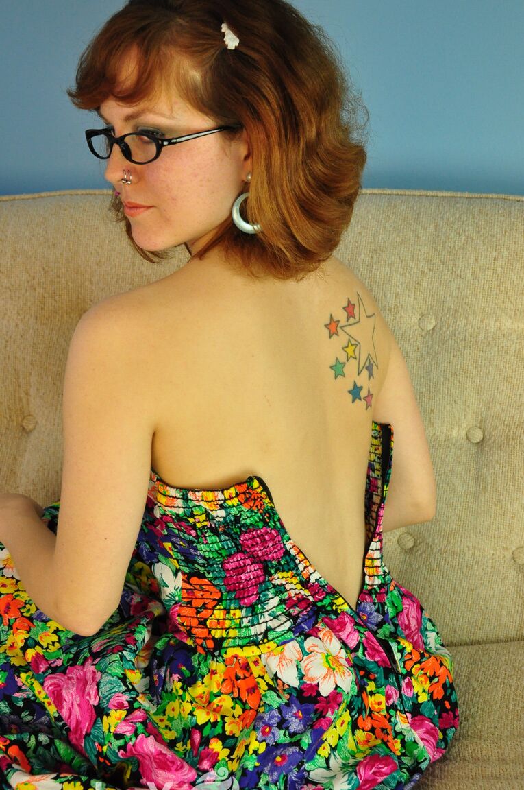 15P Redheaded first timer keeps her glasses on while showing her naked pussy