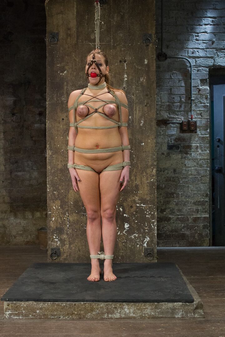 21P Ball-gagged and tied up brunette Ashlynn Leigh gets dominated and tortured