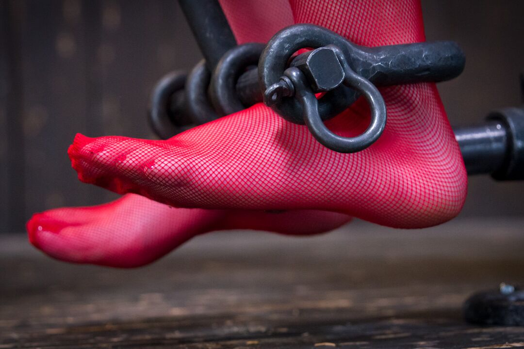 17P Cutie Marie McCray wears red stockings while receiving her punishment