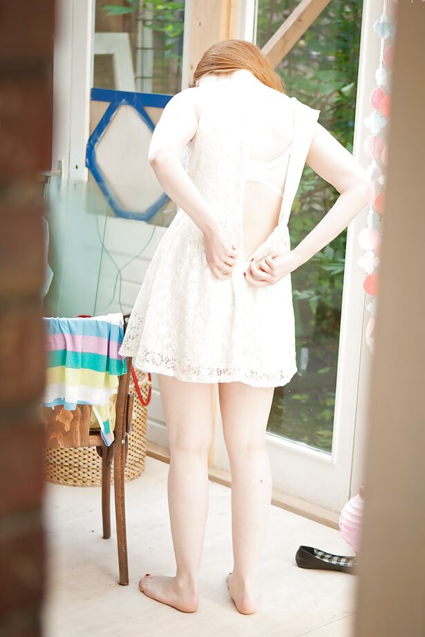16P Redhead amateur Chloe B getting dressed after maturbating