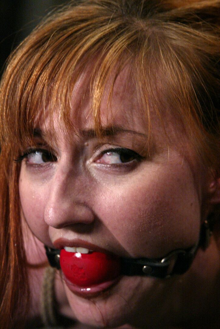 21P Skinny redhead MILF Kendra James gets tied up and abused on the floor