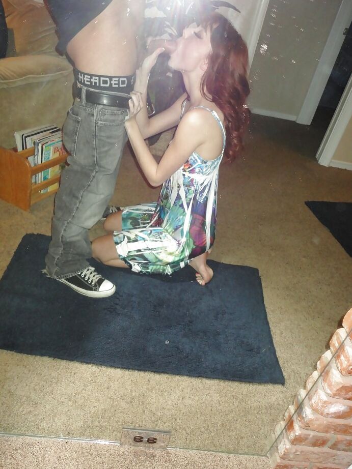16P Redhead ex-gf Zoe Voss spitting cum from mouth after sucking off her bf