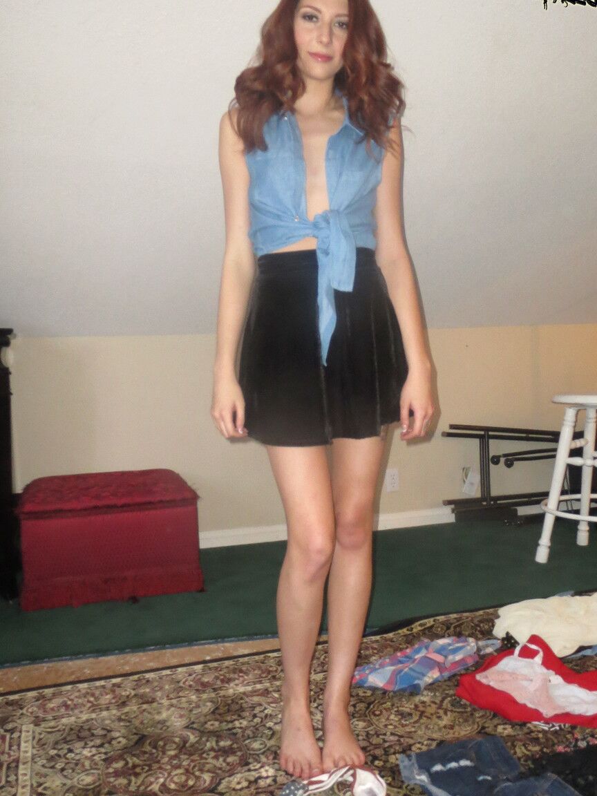 19P Sexy redhead doll Ashlyn Molloy poses in solo action and shows tiny boobs