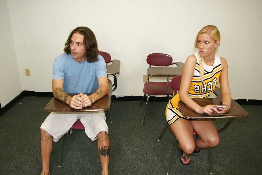 16P Lustful cheerleader with pigtail gets tricked into handjob action