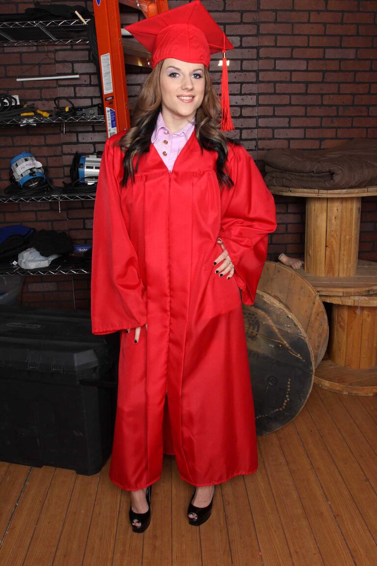 21P Huge boobed college babe Haley Cummings strips at the graduation ceremony