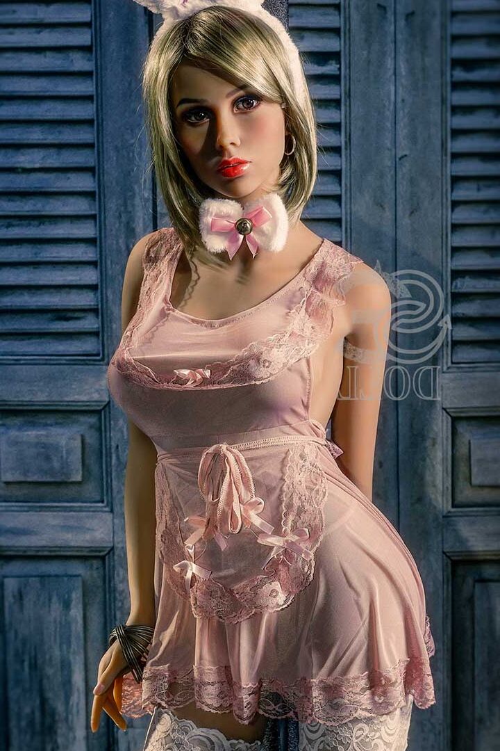 21P Boneca sexual com orelhas de coelho Wallis tira sua lingerie transparente