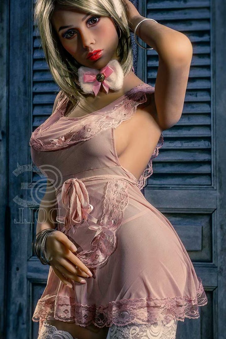 21P Boneca sexual com orelhas de coelho Wallis tira sua lingerie transparente