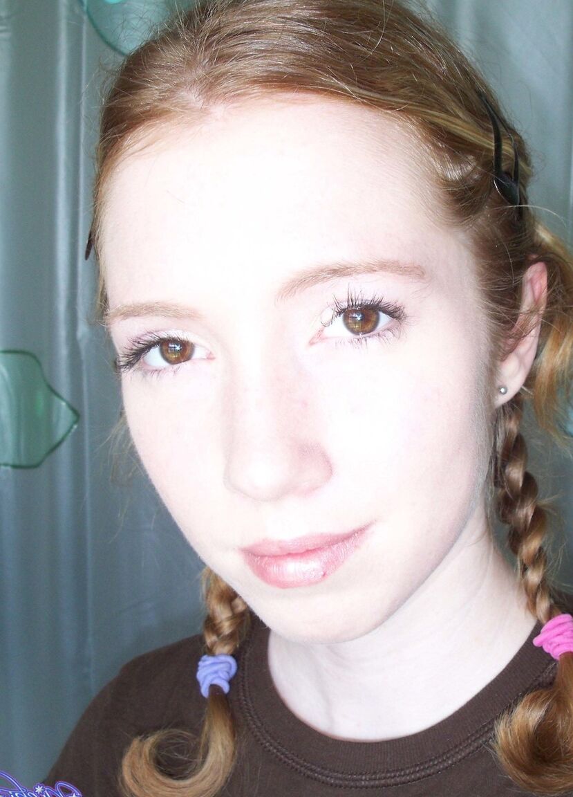 17P Shy redhead Nicki Blue posing in front of the camera in sexy lingerie