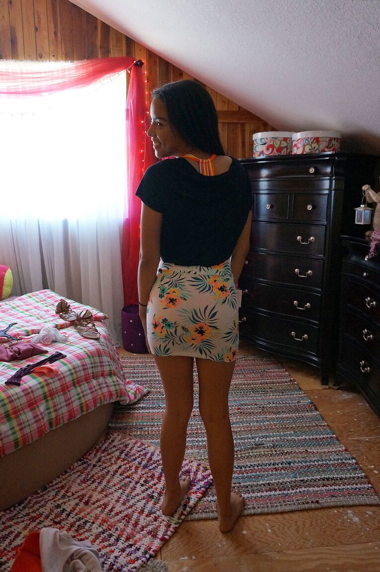 17P 18 year old teen Maya Bijou takes off her clothes while holding plush toy