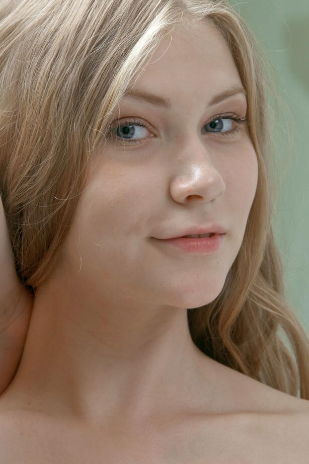 18P 18 year old Kessie A releasing small pointy breasts for solo girl spread