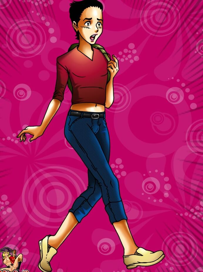 12P Short-haired anime babe posing with shemale bombshells at the mall